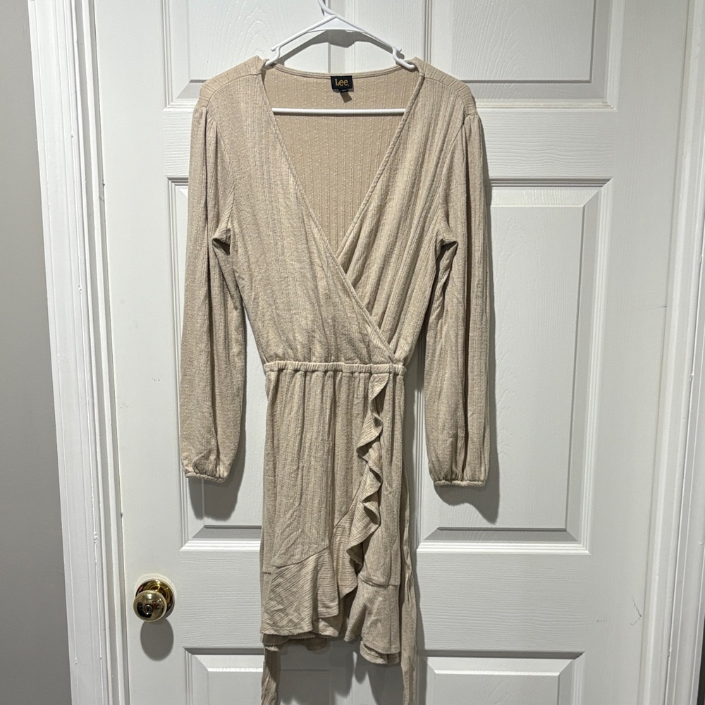Lee Tan Ruffle Wrap Dress